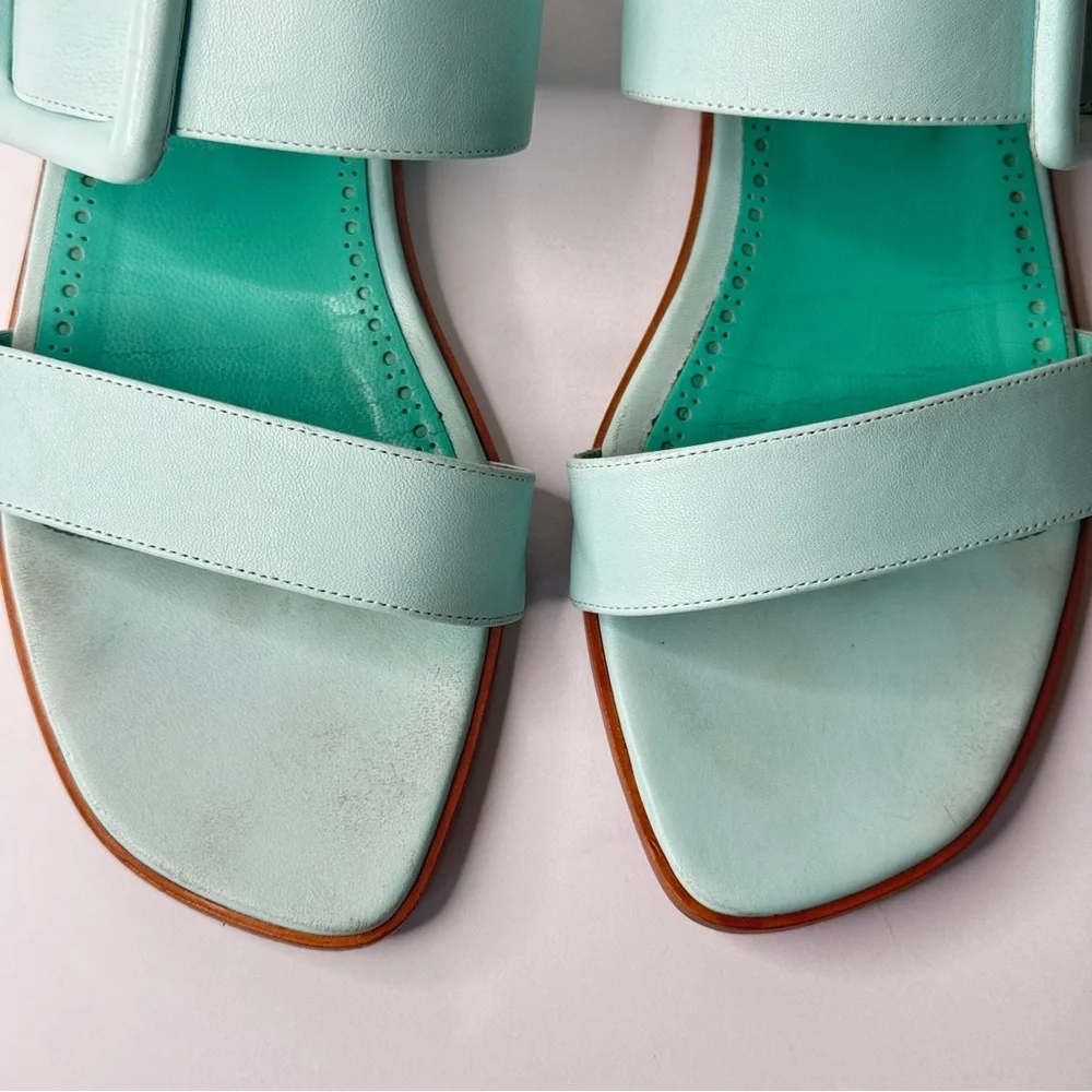 MANOLO BLAHNIK Tituba Buckle Slide Sandals Light Blue With Box Dust Bag Size 41 - Picture 10 of 16